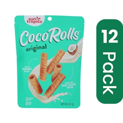 Sun Tropics Coco Rolls Original Rolled Coconut Wafer Gluten Free - 4 oz (Pack of 12)