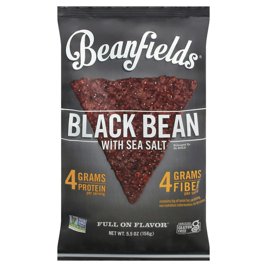 Beanfields Chip Black Bean & Sea Salt 5.5 oz (Pack of 6)