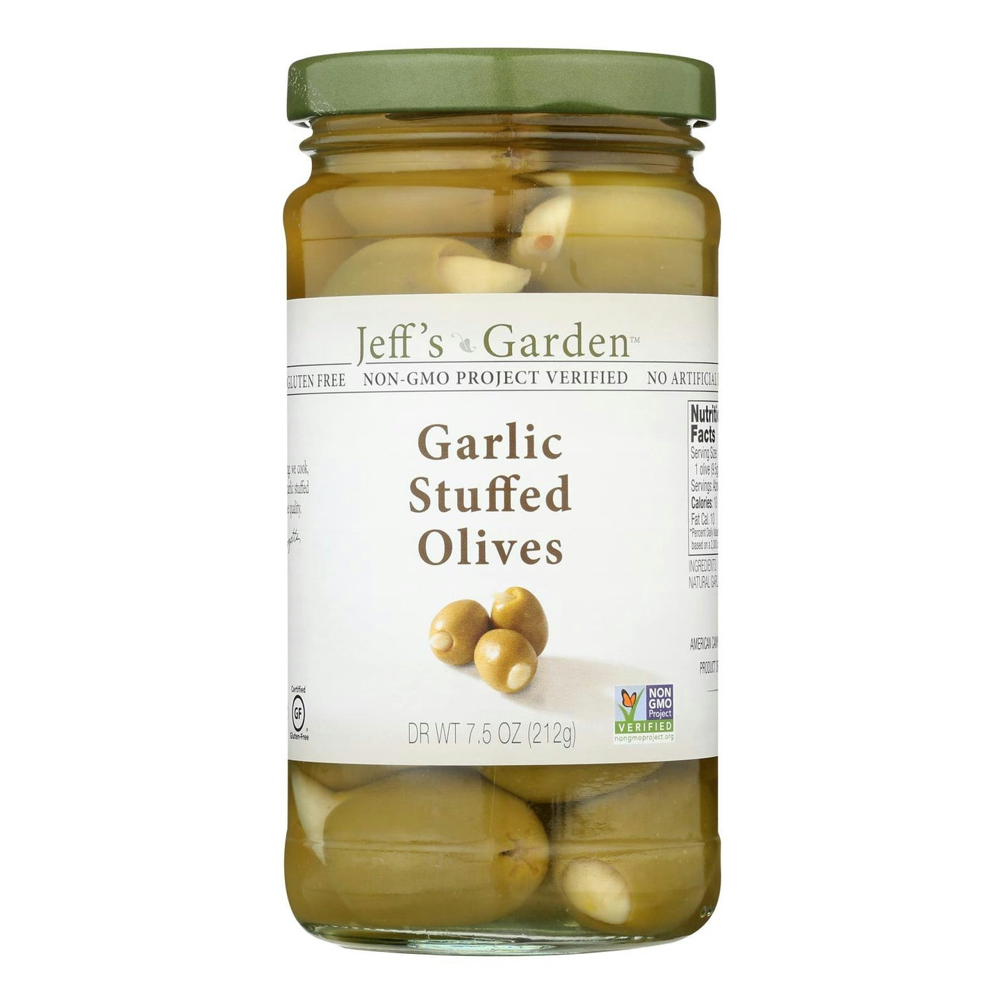 Jeffs Naturals Olives Stuffed Garlic Jar 7.5 Oz Pack of 6