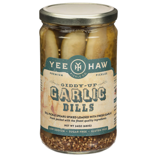 Yee-Haw Pickle Dills Pickle - Giddy Up Garlic - Case of 6 - 24 oz.