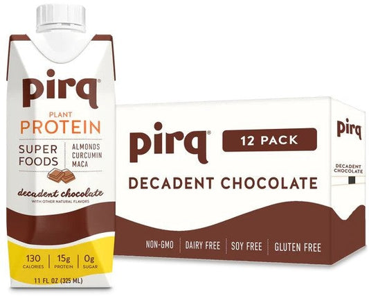 Pirq - Superfoods Decadent Chocolate plant protein - 11 Fl oz (Pack of 12)