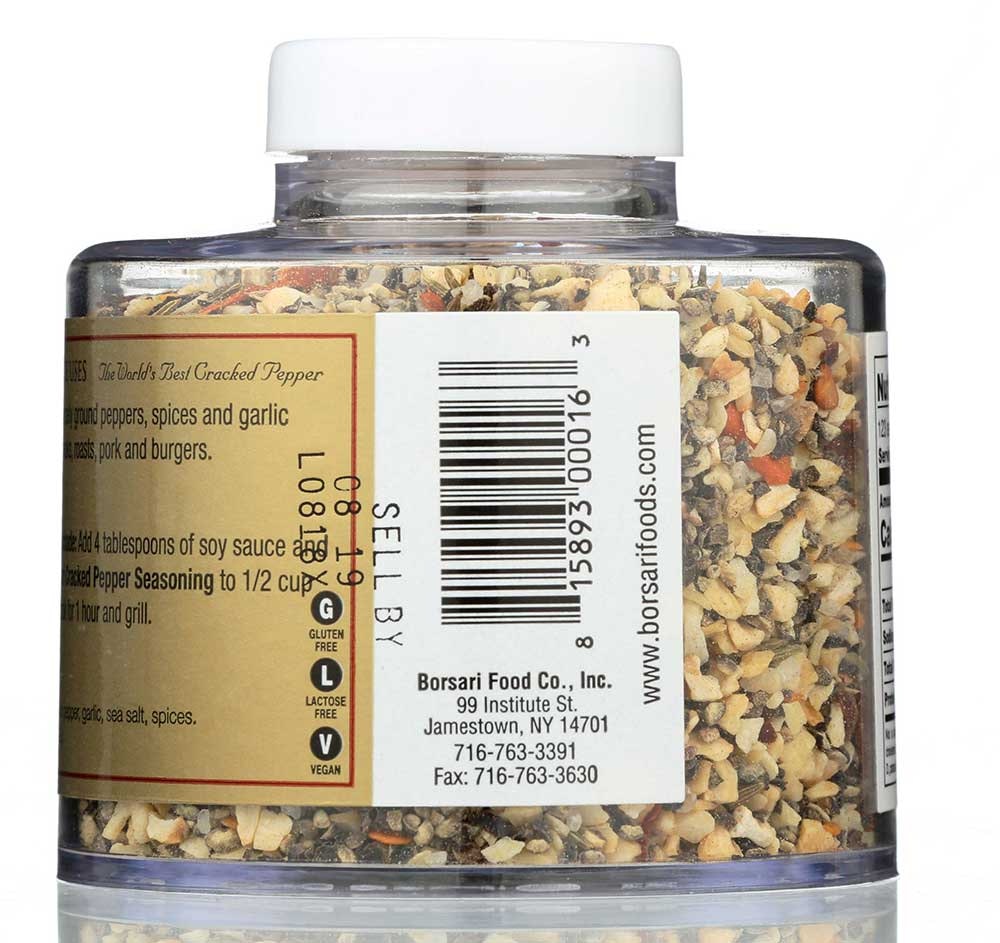 Borsari Cracked Pepper Seasoning - 4 Ounce (Pack of 6)