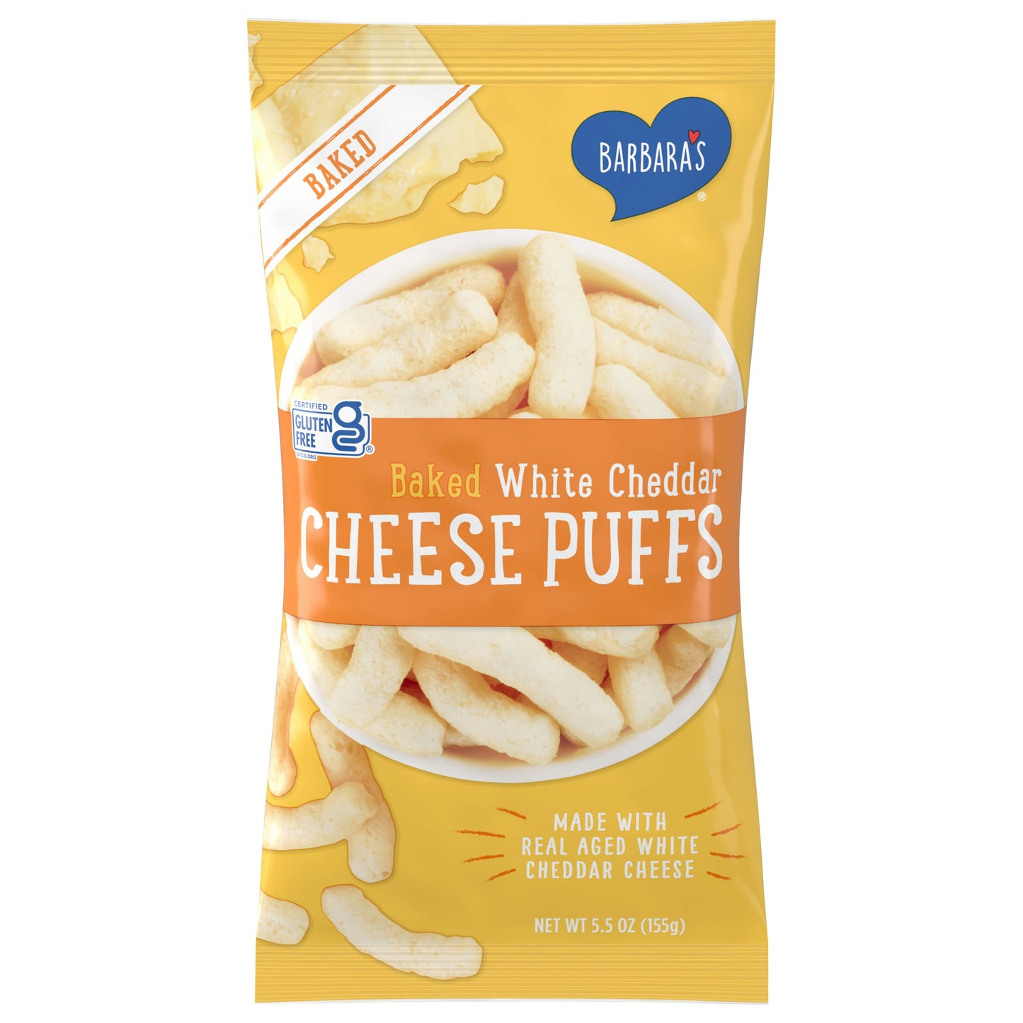 Barbaras Cheese Puff Baked White Cheddar 5.5 Oz Pack of 12