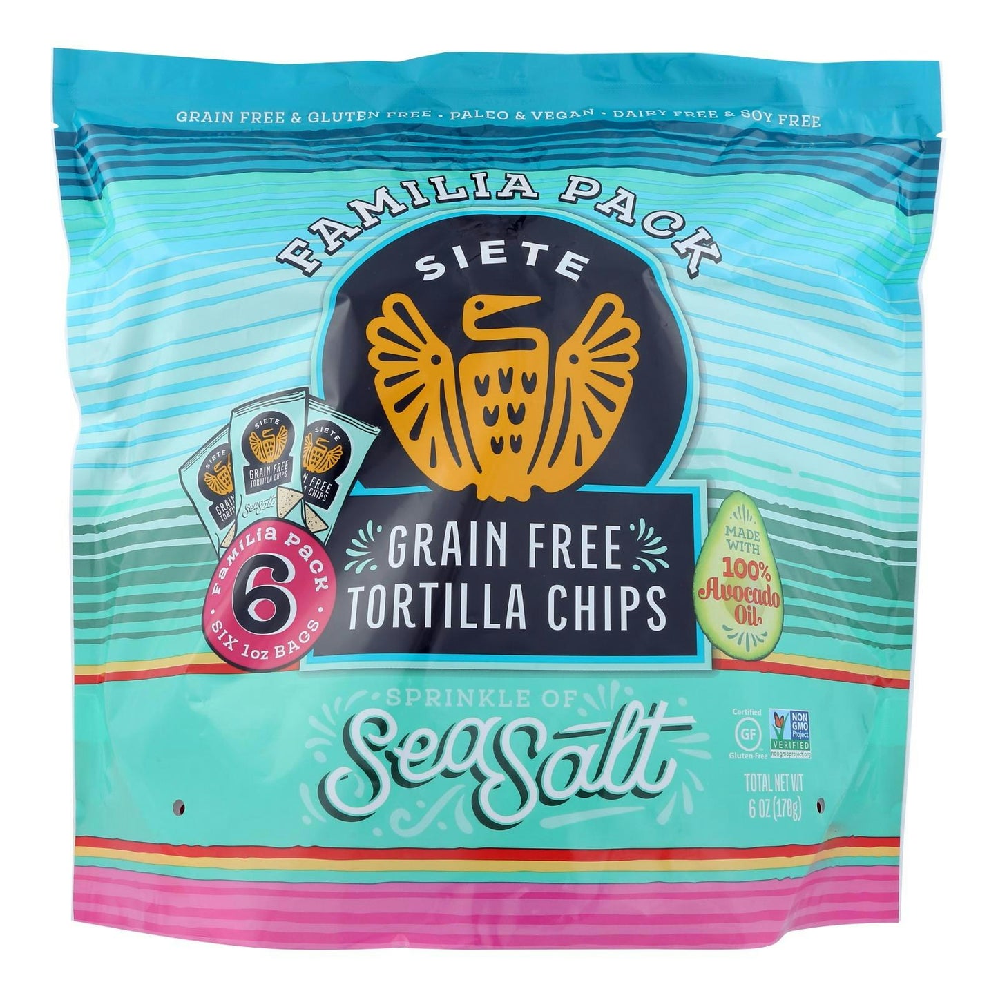 Siete - Tortilla Chips Sea Salt - 6 Count (Pack of 6)