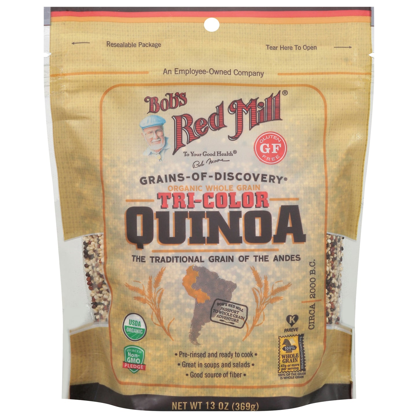 Bobs Red Mill Quinoa Grain Tri Color Organic 13 Oz (Pack of 5)