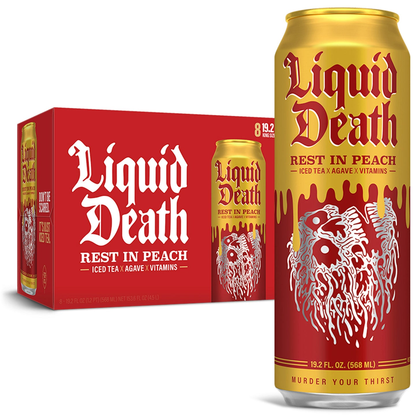 Liquid Death Tea Iced Rest In Peach 153.6 Fo Pack of 3