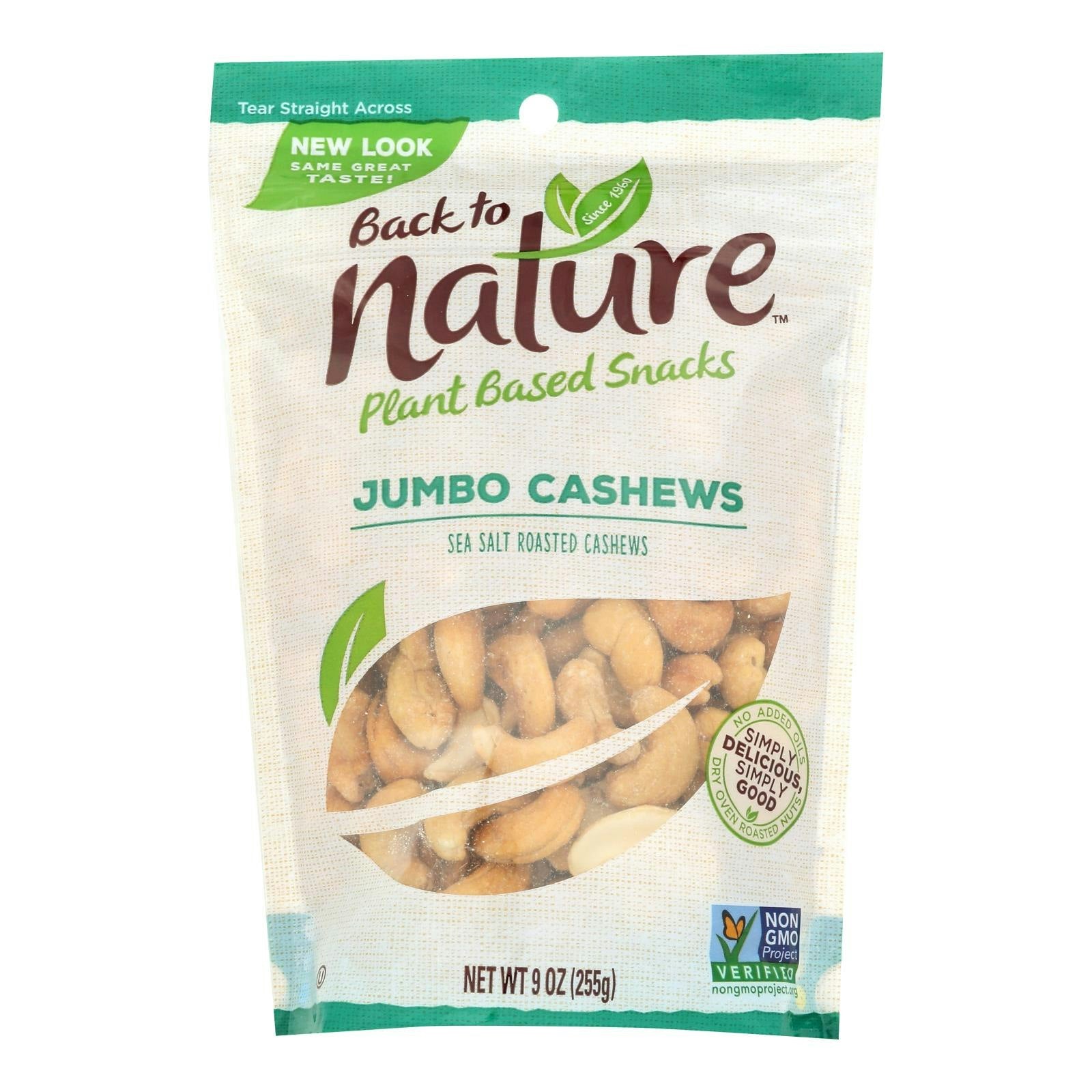 Back To Nature Cashew - Sea Salt Roasted Jumbo 9 oz (Pack of 9)