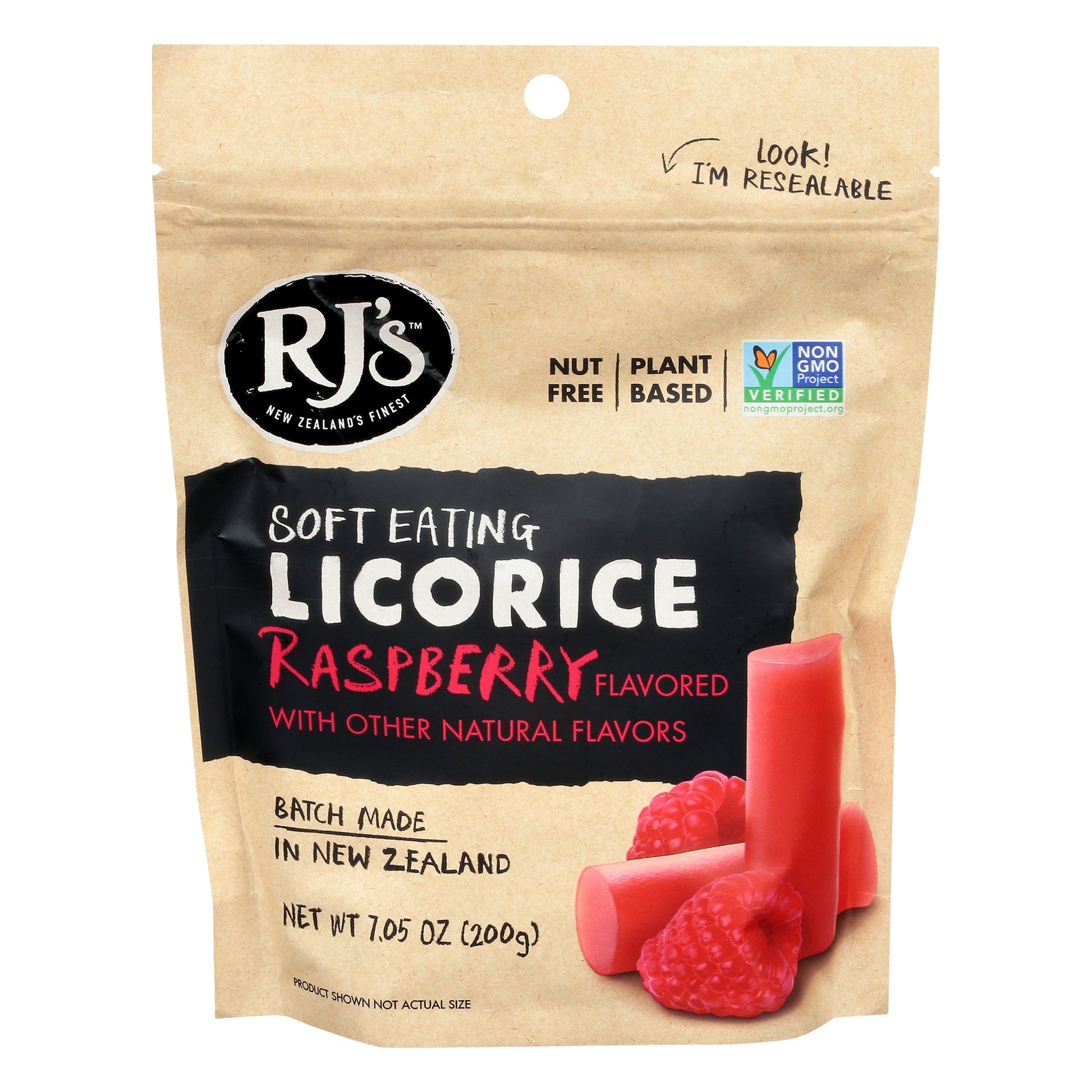 Rjs Licorice Licorice Raspberry Soft Natural 7 Oz (Pack of 8)