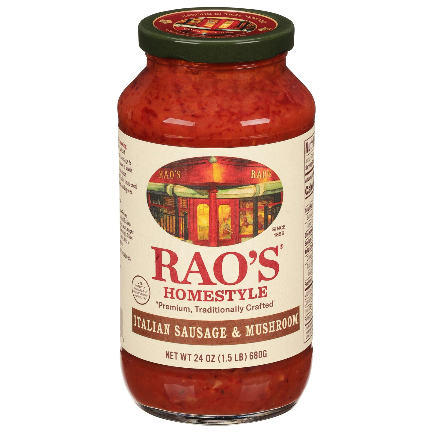 Raos Sauce Italian Sausage Mushroom 24 oz (Pack of 6)