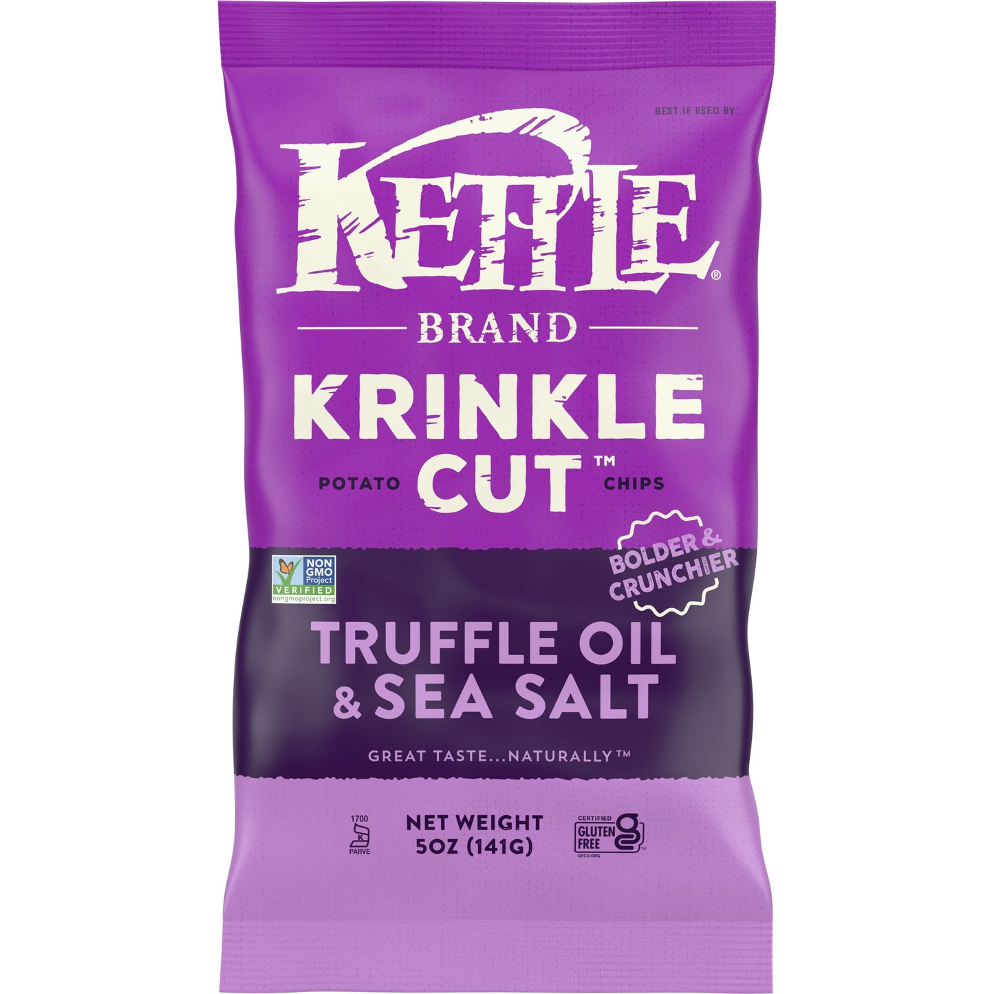 Kettle Foods Chip Potato Krinkle Truffle Sea Salt 5 oz (Pack of 15)