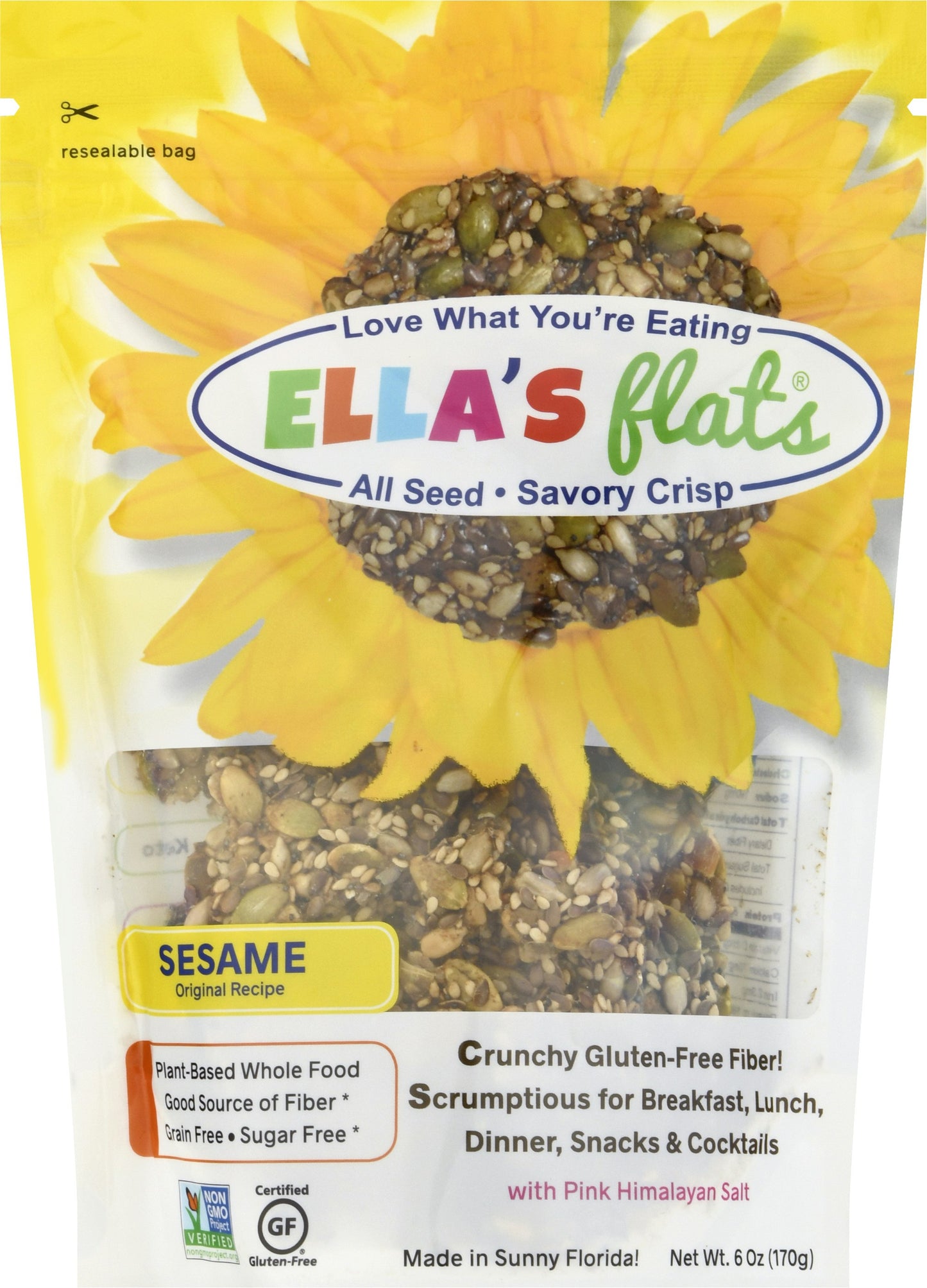 Ellas Flats Crackers Sesame 4.8 Oz (Pack of 6)