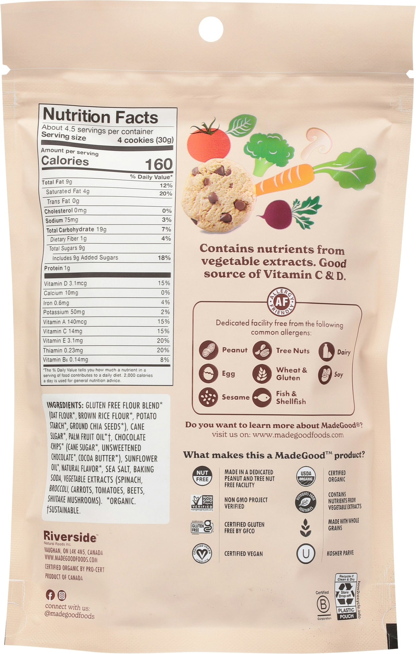 Madegood Cookie Chocolate Chip Organic 5 Oz (Pack of 6)