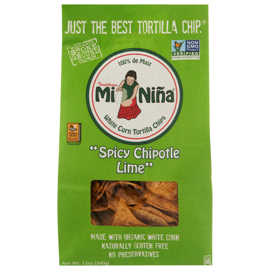 Mi Nina Chips Tortilla Spicy Chipotle Lime 12 Oz (Pack of 9)