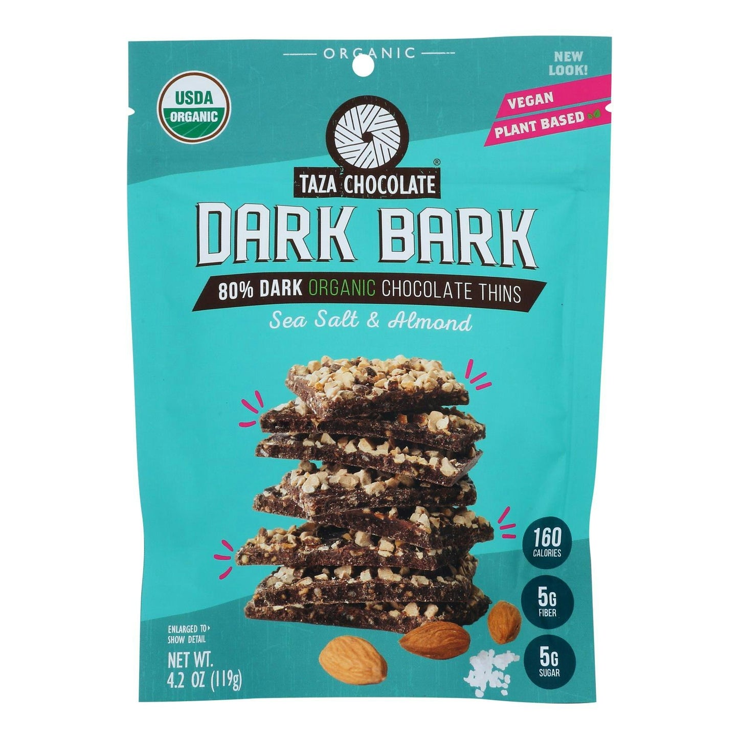 Taza Chocolate Bark Dark Seasalt Organic - 4.2 oz (Pack of 12)