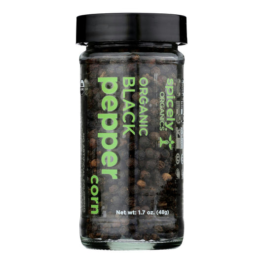 Spicely Organic Spices Peppercorn Black Glass Jar 1.7 Oz Pack of 3