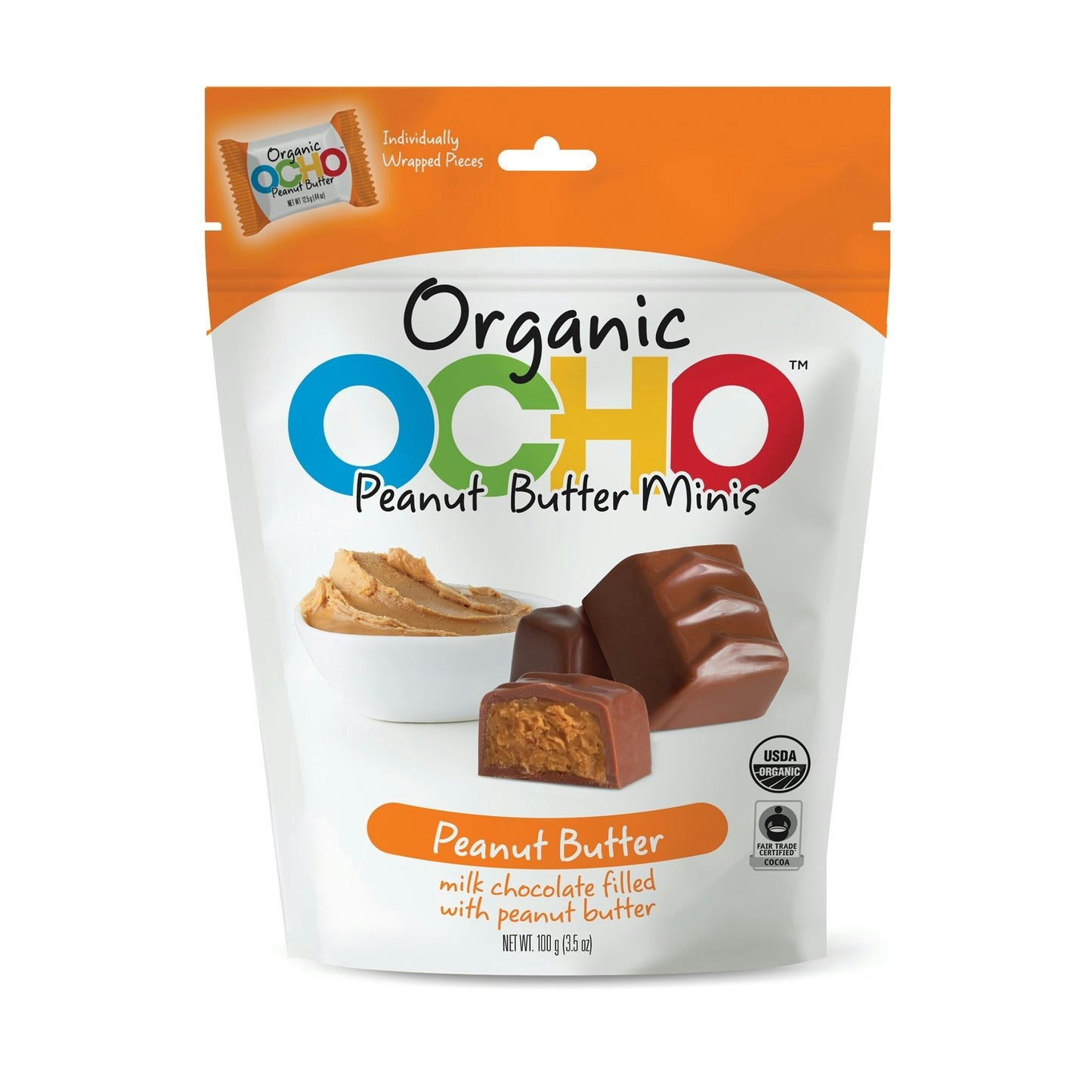 Ocho Candy - Mini Pouch Peanut Butter 3.5 oz (Pack of 12)