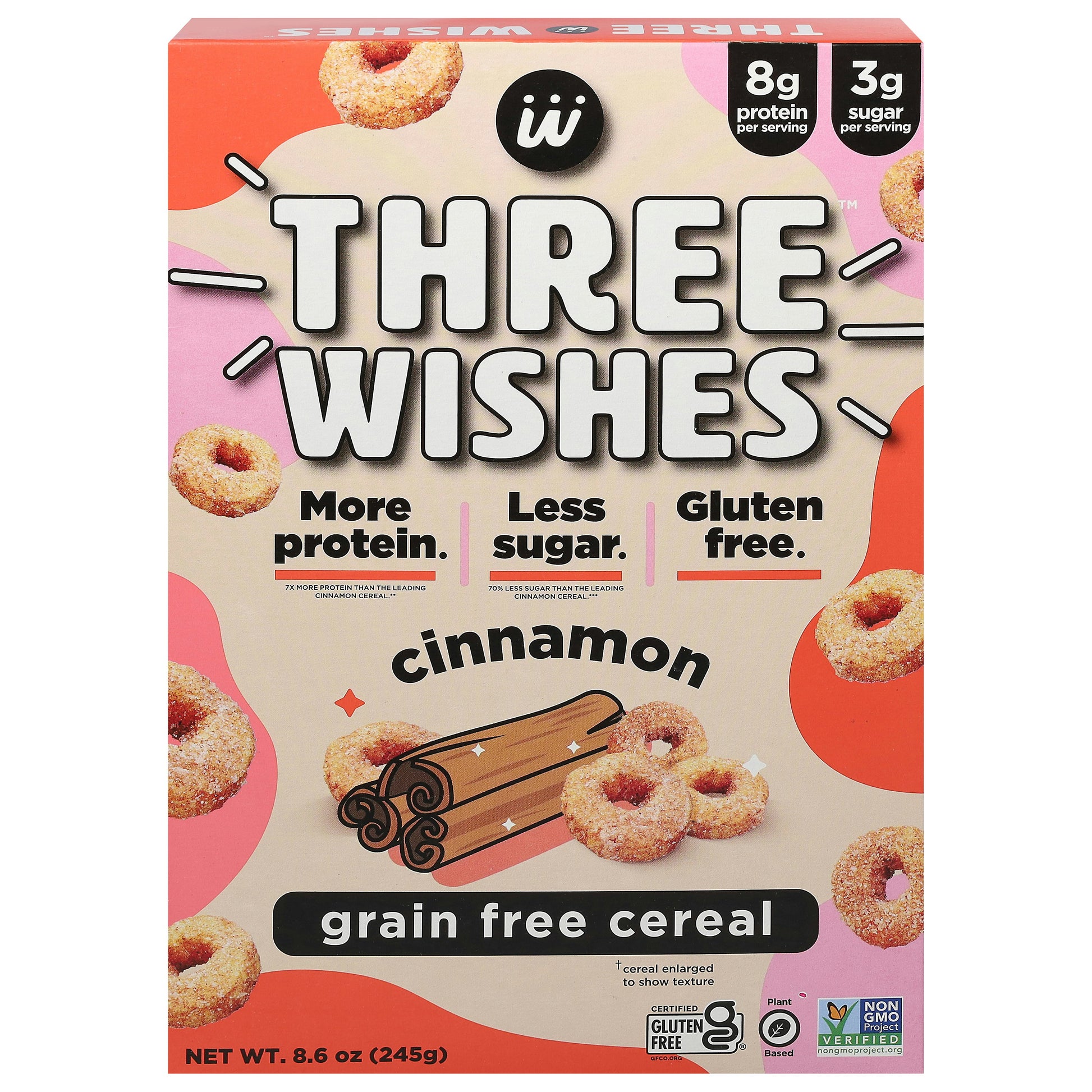 Three Wishes Cereal Cinnamon Grain Free 8.6 Oz Pack of 6