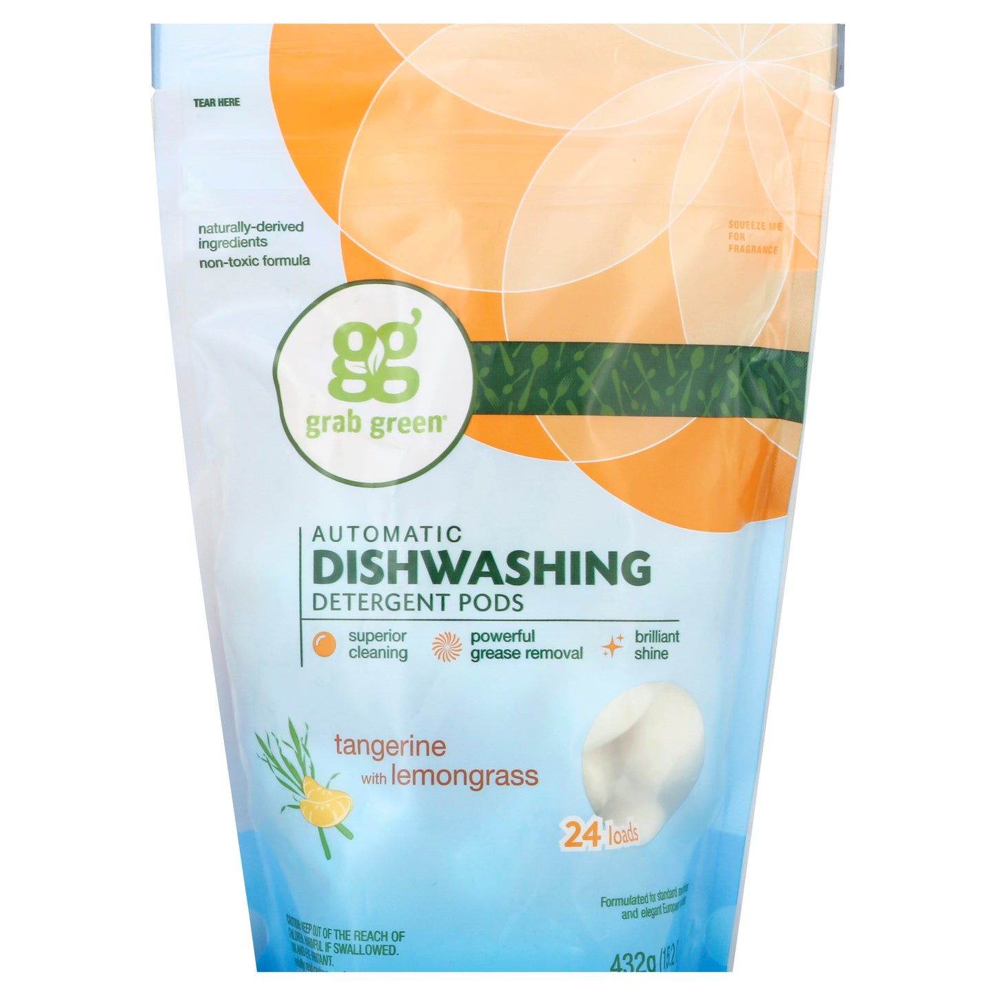 Grabgreen Detergent Auto Dishwasher Tangerine 15.2 oz (Pack of 6)