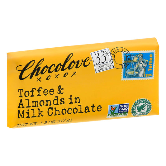 Chocolove Chocolate Bar Mini Milk Toffee & Almond 1.3 Oz (Pack of 12)