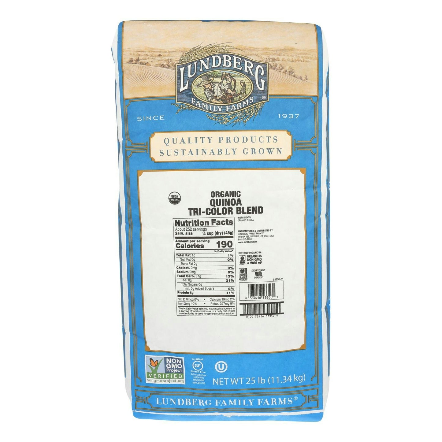 Lundberg Family Farms - Quinoa Tri Color Blend 25 lbs