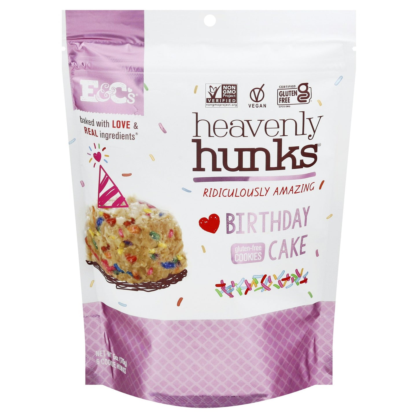 Heavenly Hunks - Cookies Gluten Free Birthday Cake 6 oz (Pack of 6)