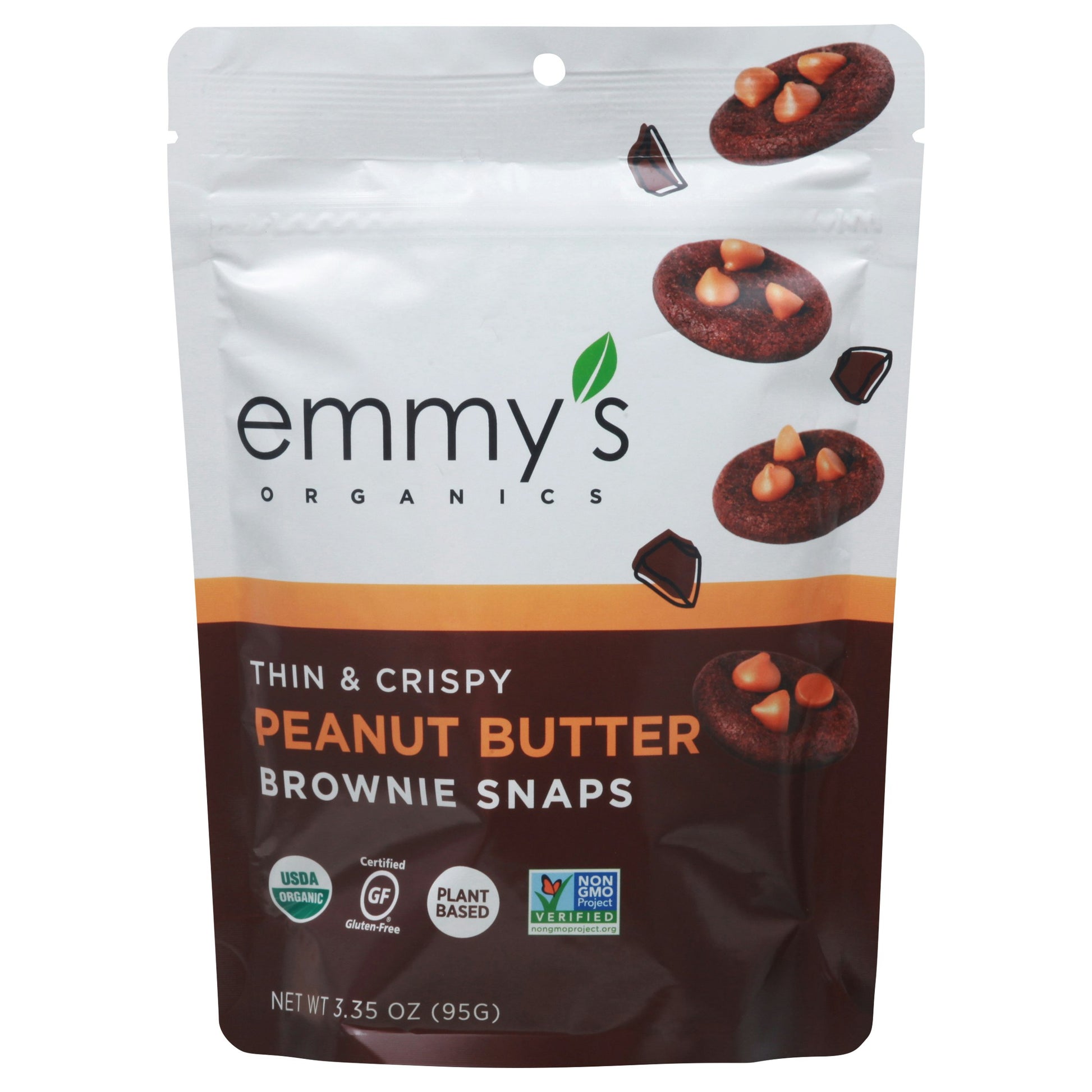 Emmysorg Brownie Snap Peanut Butter Organic 3.35 Oz Pack of 8