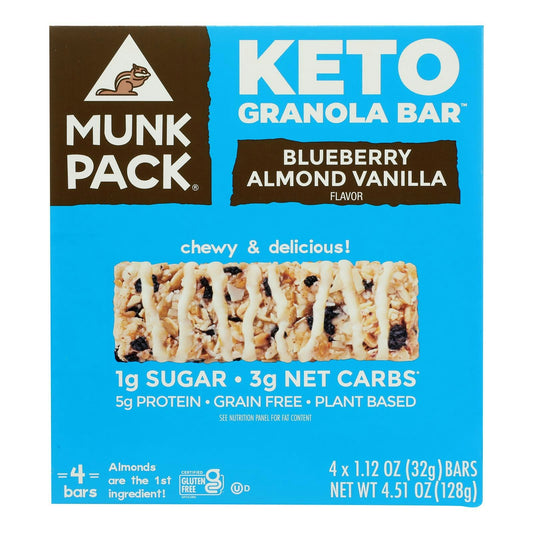 Munk Pack - Blueberry Almond Vanilla Keto Bars - 1.12oz, 4 Per Pack (6 Packs Total)