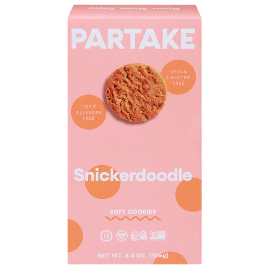 Partake Foods Cookie Soft Baked Snickerdoodle 5.5 Oz Pack of 6