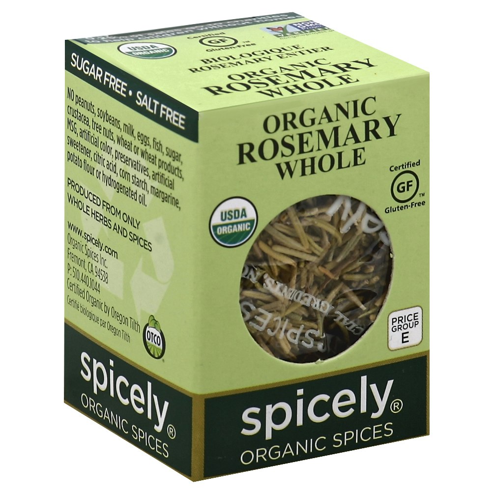 Spicely Organics Spice Rosemary Box 0.2 Oz Pack of 6