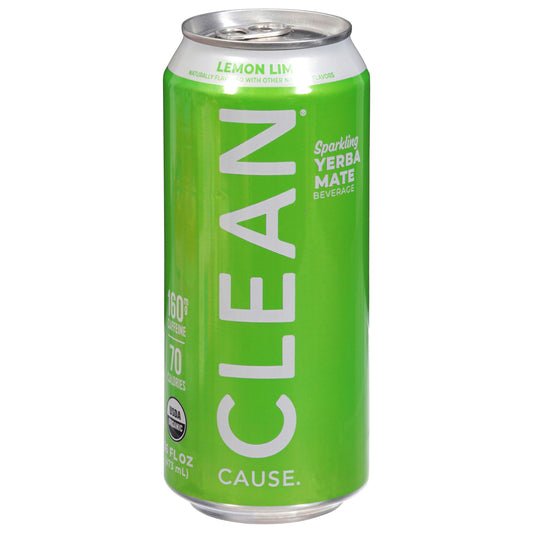 Clean Cause Tea Yerba Mate Sparkling Lemon Organic 16 FO (Pack of 12)