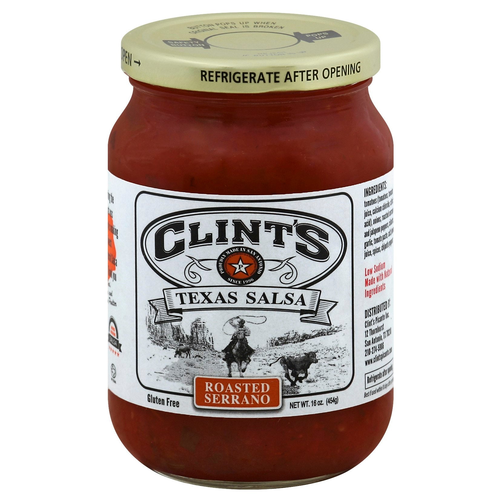 Clints Salsa Roasted Serrano 16 Oz (Pack of 6)