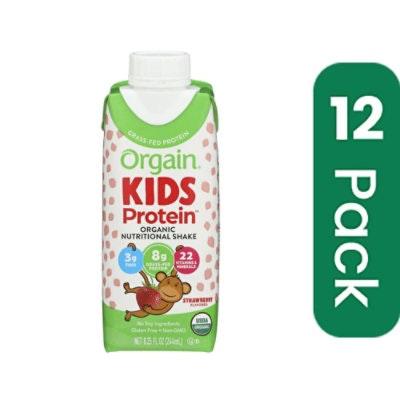 Orgain Kids Protein Shake - Strawberry 8.25 fl. oz (Pack of 12)