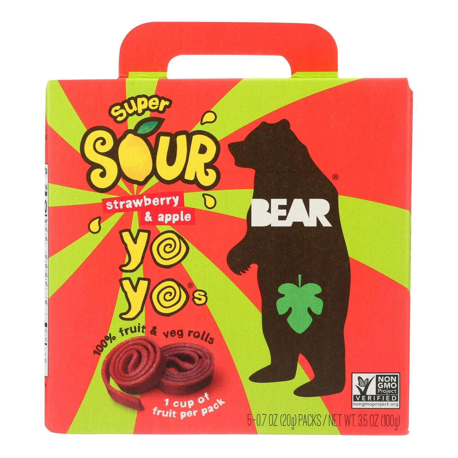 Bear - Real Fruit Yoyo Straw Apple 3.5 oz (Pack of 6)