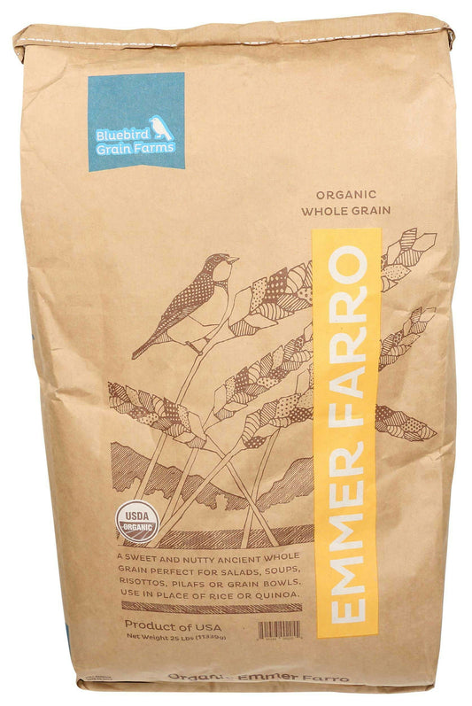 Bluebird Grain Farms Organic Whole Grain Emmer Farro - 25 Pound