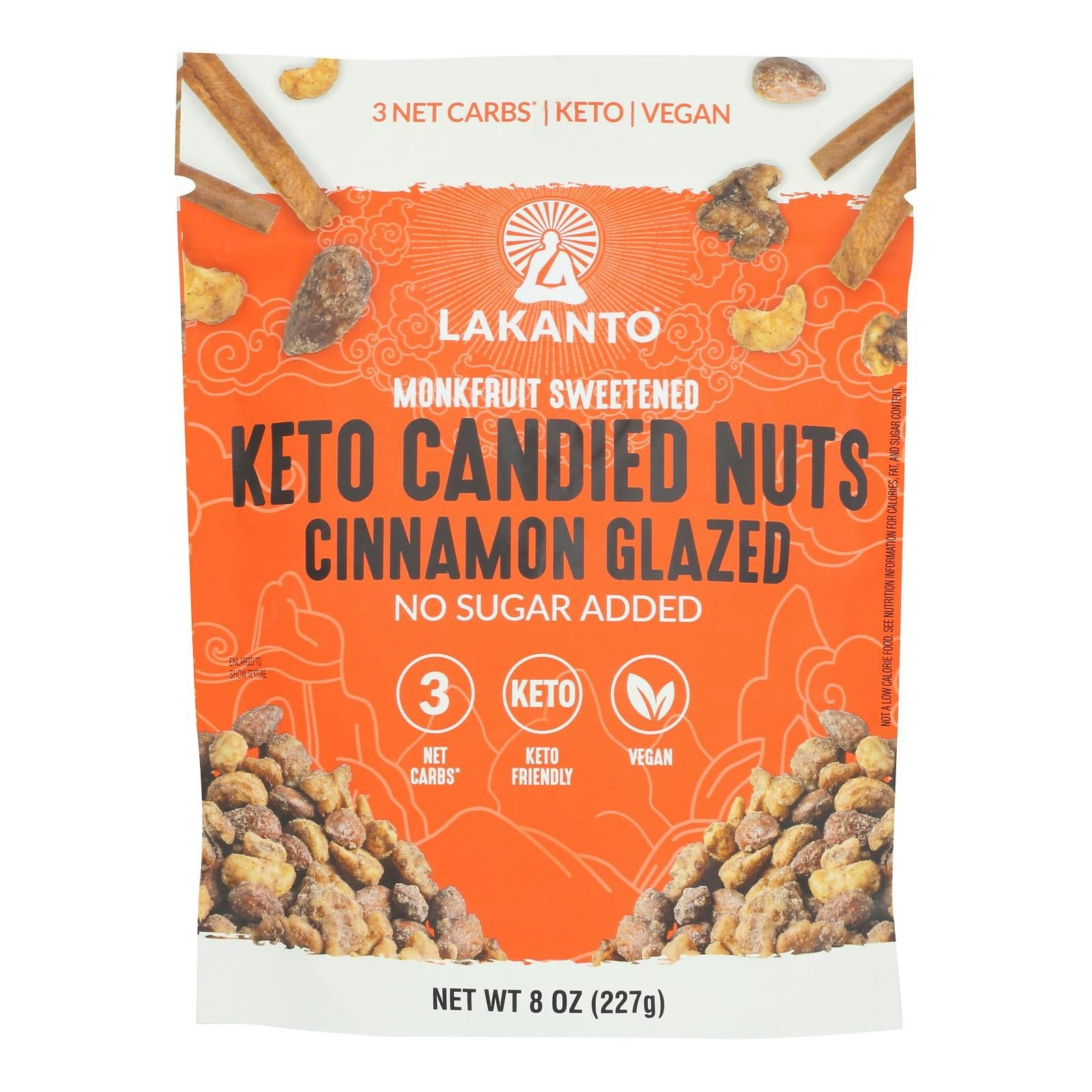 Lakanto - Nuts Keto Cinnamon Glazed 8 oz (Pack of 12)