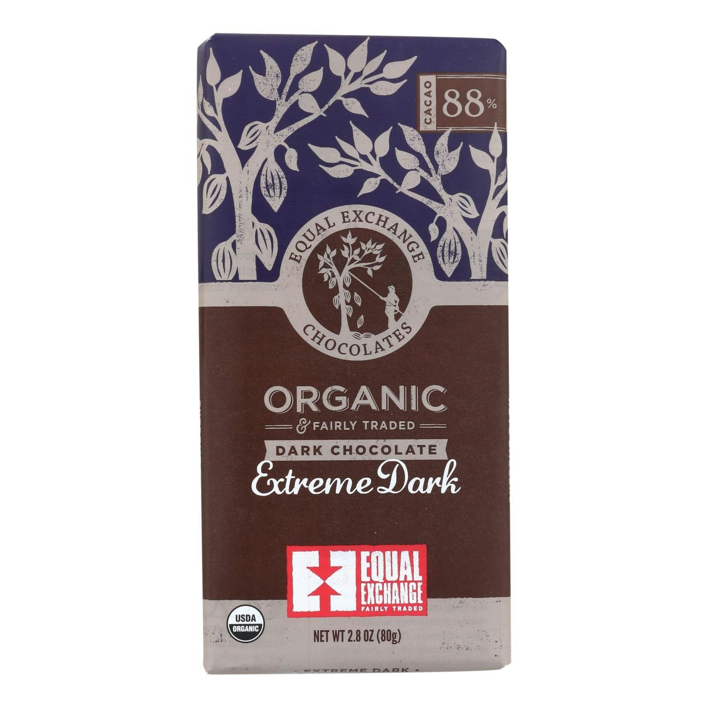 Equal Exchange Organic Chocolate Bar - Extreme Dark - 2.8 oz (Pack of 12)