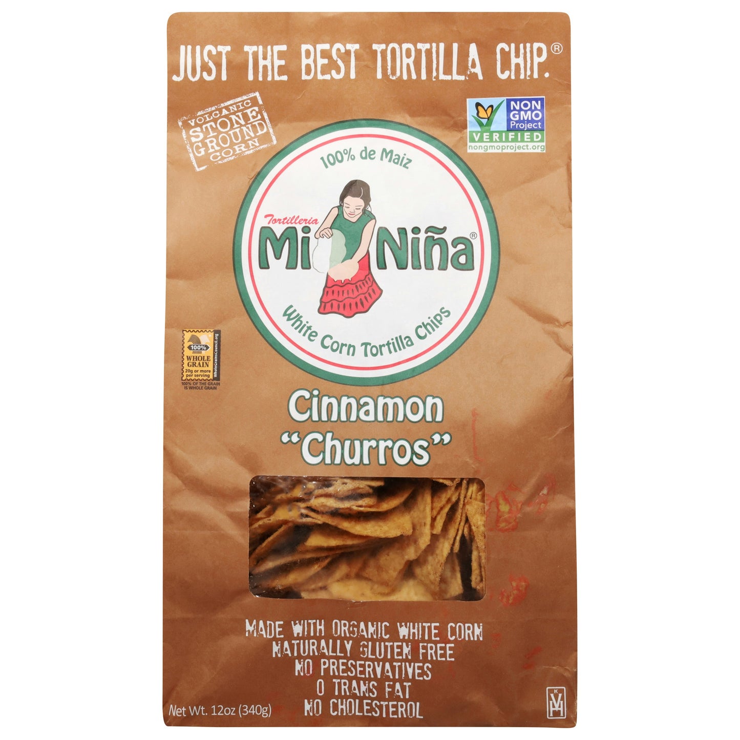 Mi Nina Chips Tortilla Cinnamon Churro 12 Oz (Pack of 9)