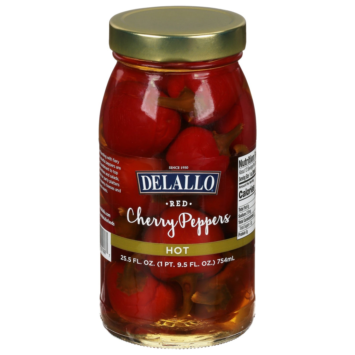 Delallo Pepper Cherry Red Hot 25.5 Oz Pack of 6