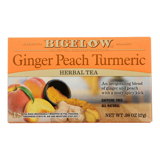 Bigelow Tea Ginger Peach Turmeric Bags 18 Count - 0.98 oz (Pack of 6)