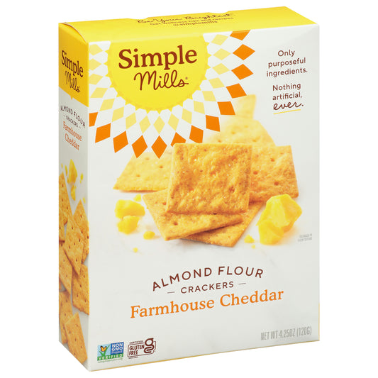 Simple Mills Cracker Almond Flour Cheddar 4.25 oz (Pack of 6)