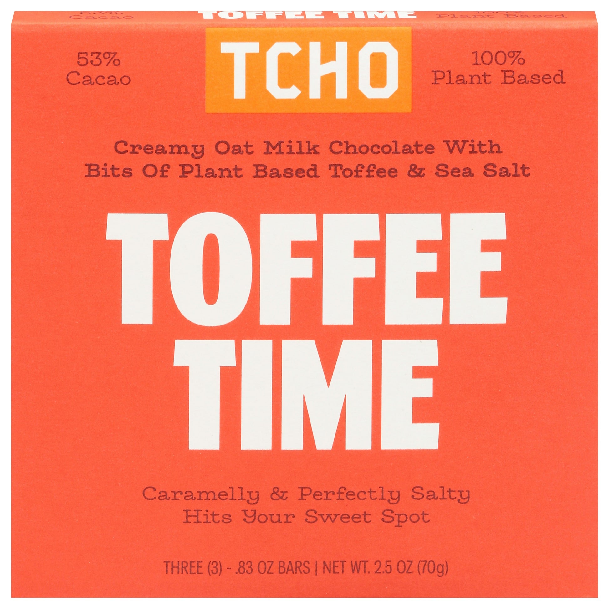 Tcho Toffee Time Plant Based Chocolate Bar - 2.5 OZ (Pack of 10)