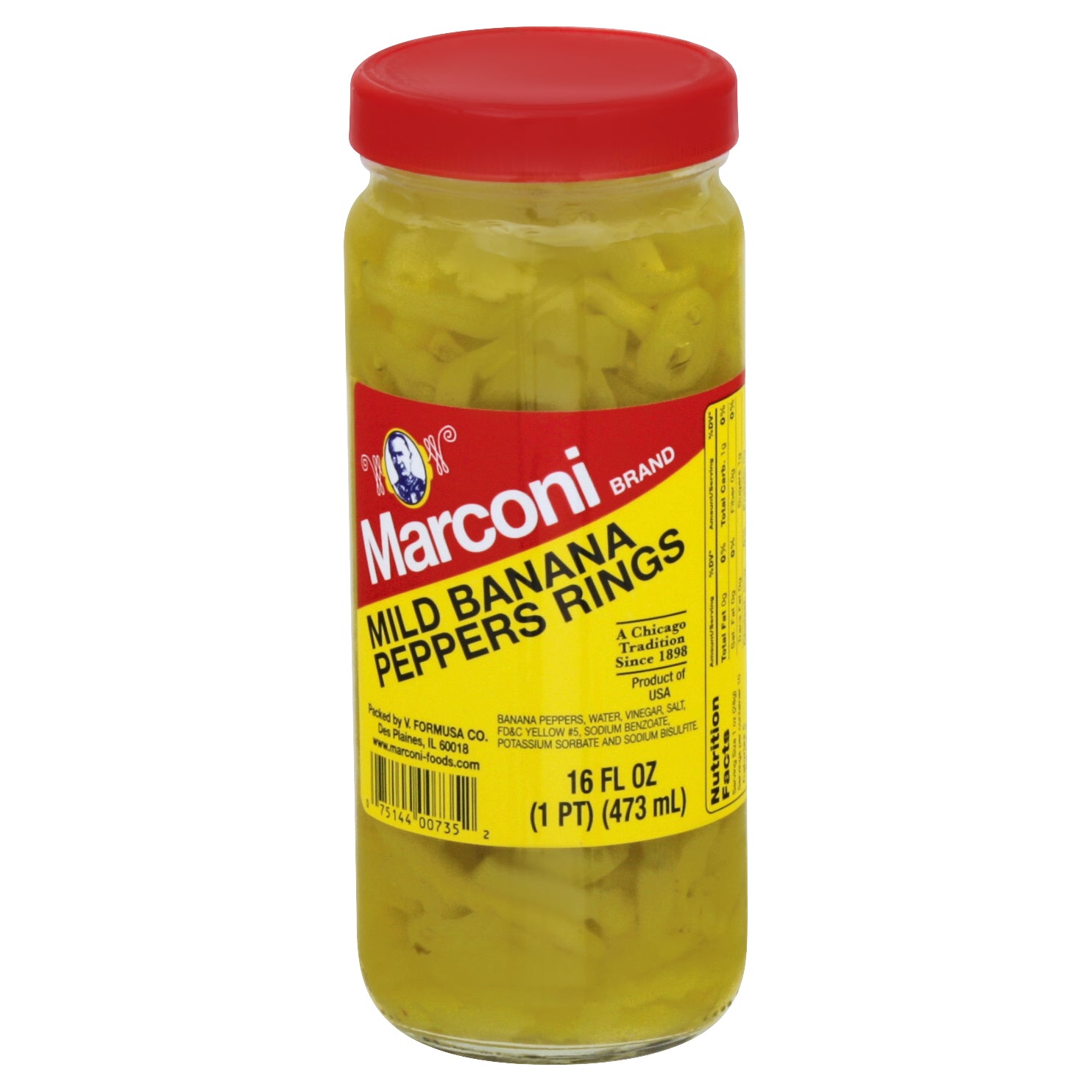 Marconi Pepper Banana Mild Rings 16 Oz (Pack Of 12)