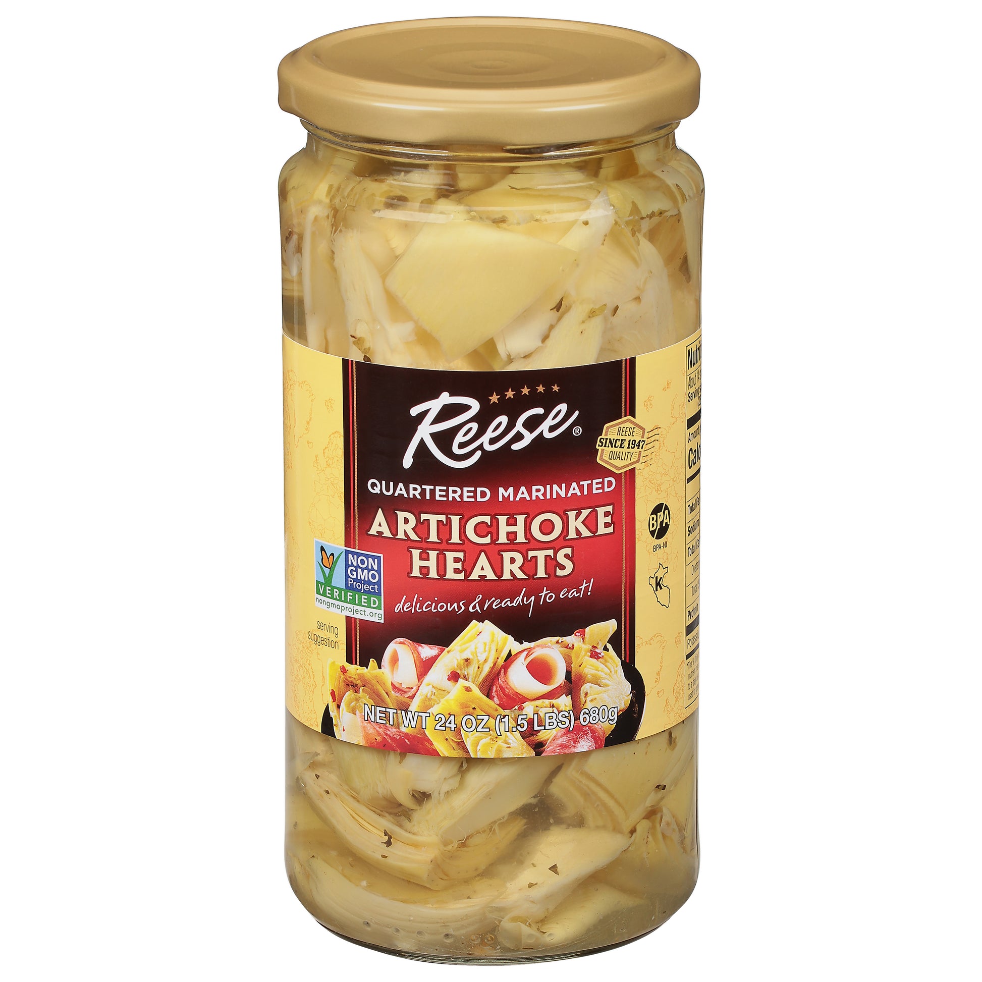 Reese Artichoke Hearts Marinated 24 Oz (Pack Of 12)