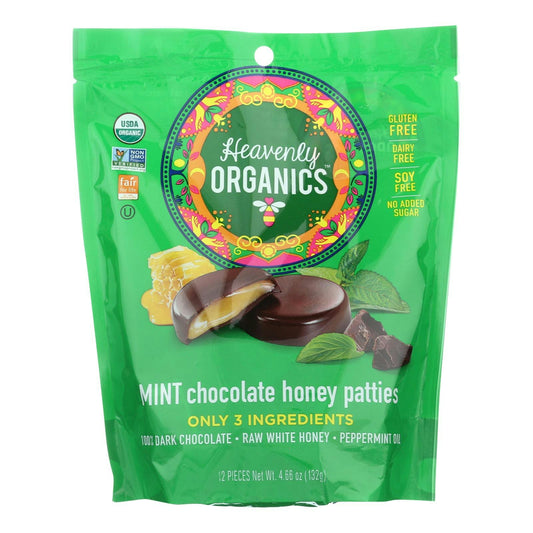 Heavenly Organics Organic Honey Patties - Mint Chocolate - 4.66 oz (Pack of 6)