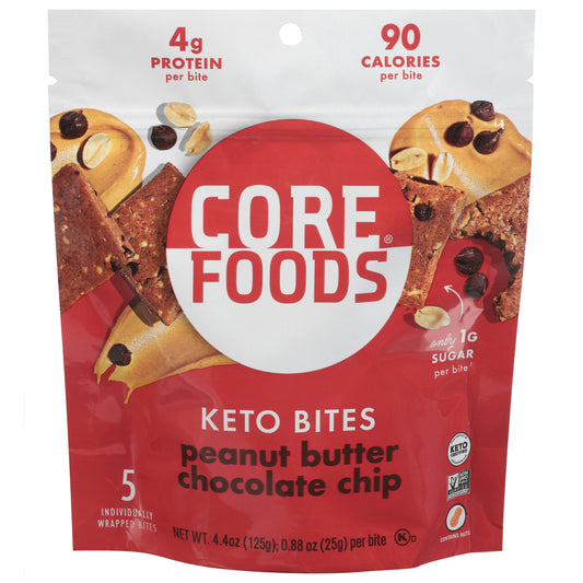 Core Foods Bites Brownie Peanut Buttter Chocolate Chip 4.4 Oz (Pack of 6)