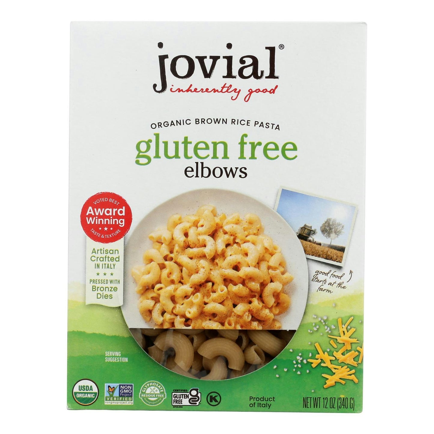 Jovial - Gluten Free Brown Rice Pasta - Elbow 12 oz (Pack of 12)