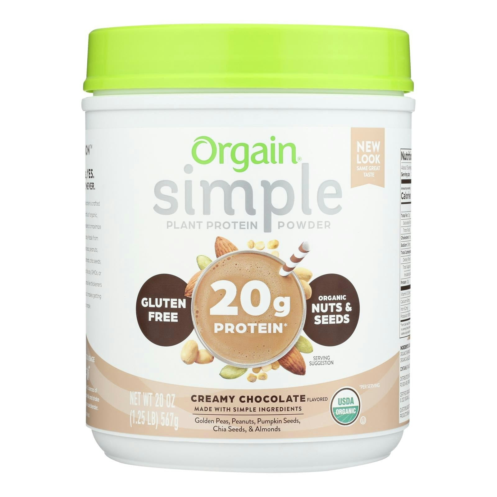 Orgain - Plant Protein Powder Creamy Chocolate -1.25lb 1.25 Lb Pack of 1