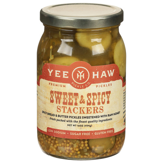 Yee Haw Pickles Pickles Sweet & Spicy Stackers 16 Oz Pack of 6