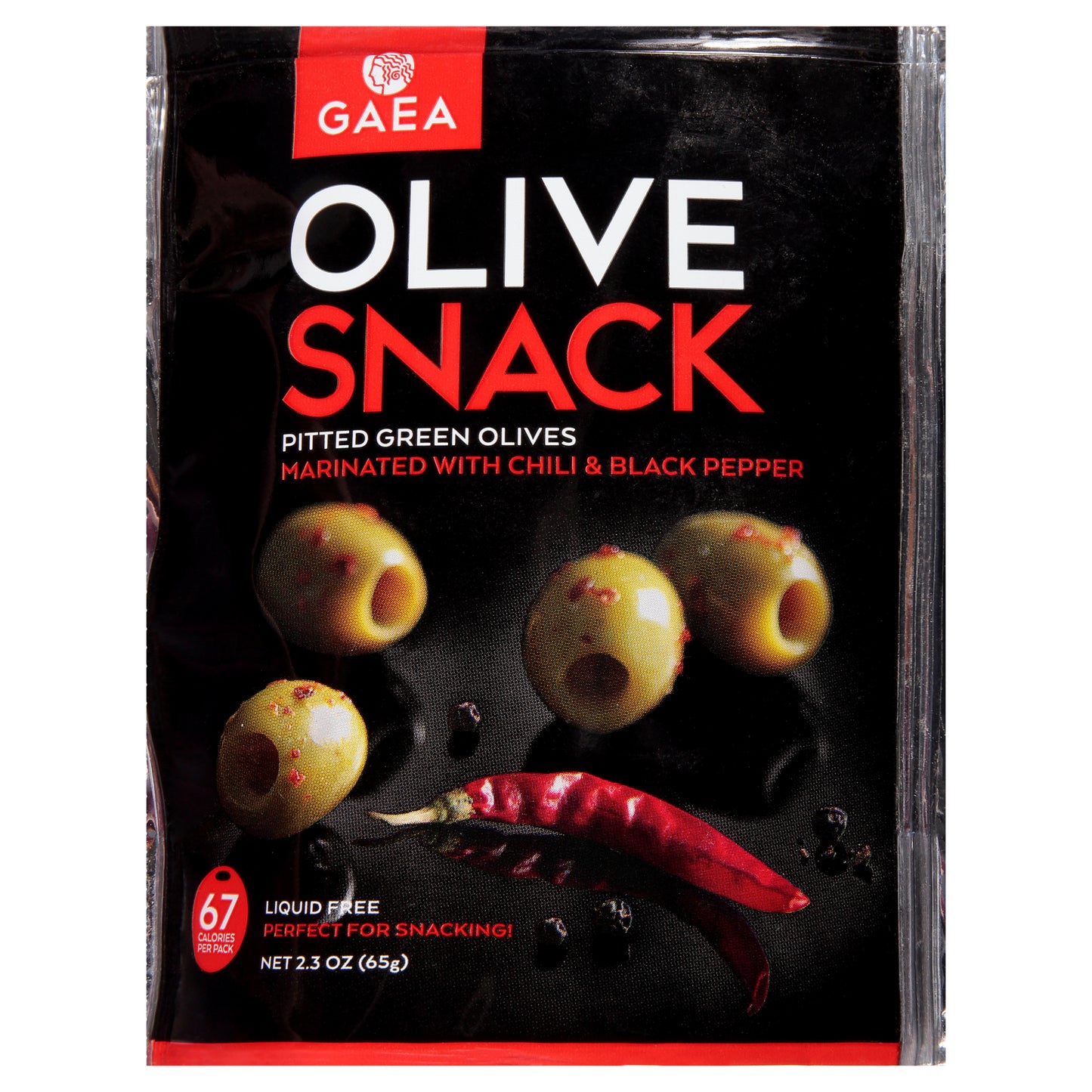 Gaea North America Olive Snack Pack Grain Pitted Chli & 2.3 oz (Pack Of 8)