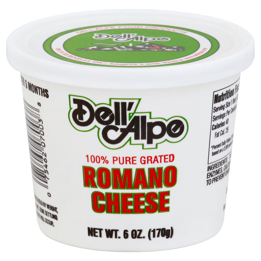 Dell Alpe Cheese Romano Grated 6 oz (Pack Of 12)